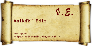 Valkó Edit névjegykártya